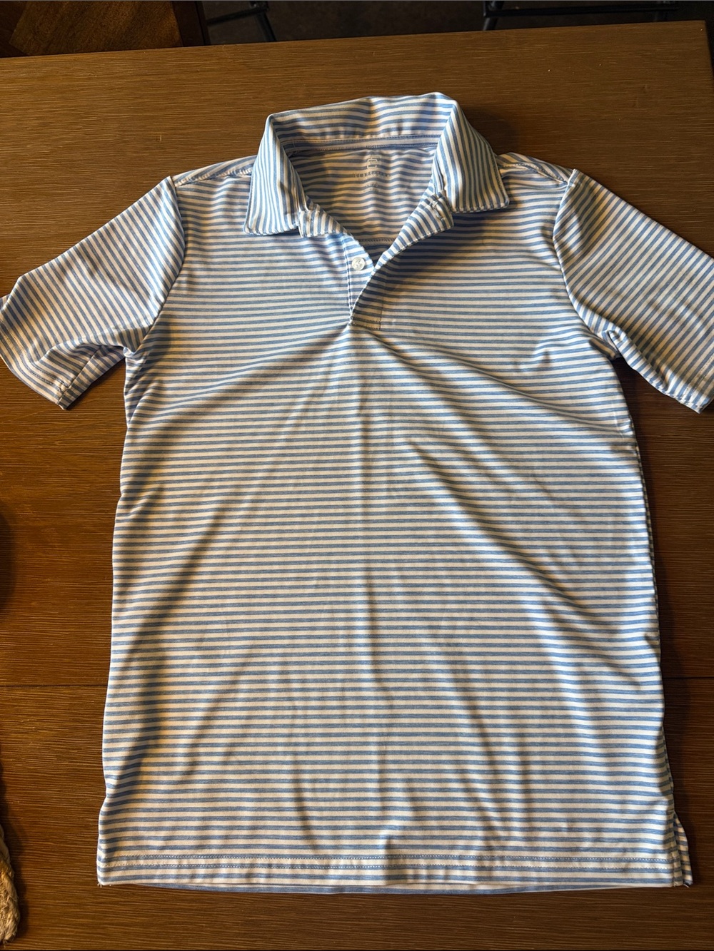 Kids Light Blue & White Striped Polo Shirt